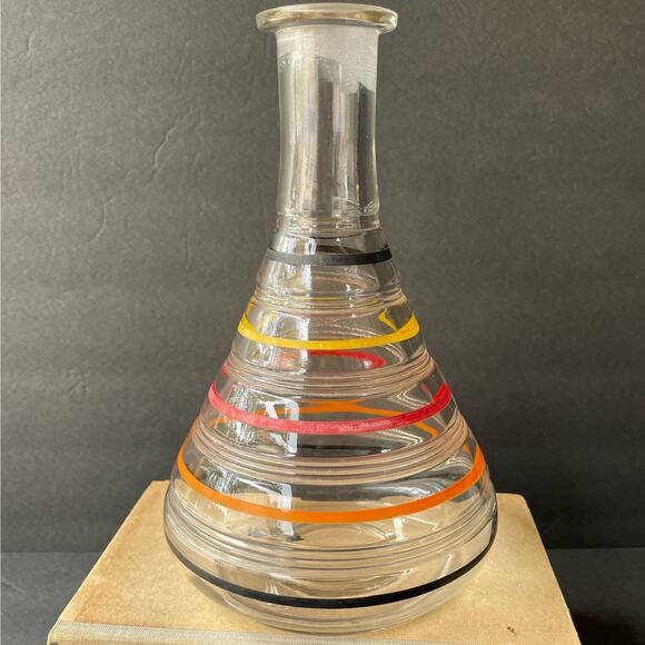 Vintage Anchor Hocking Banded Ring Flask Decanter No Stopper - Picture 2 of 9